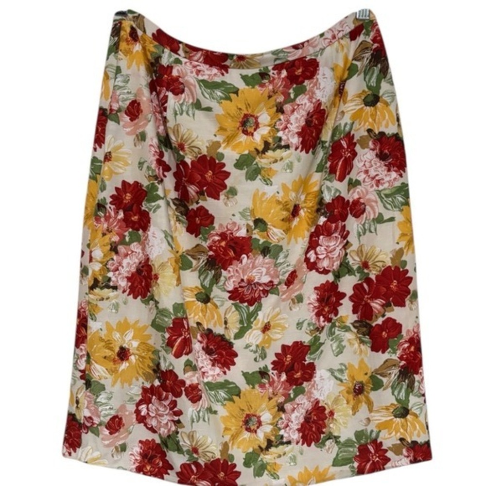 Vtg Kay Unger Skirt Suit Women 8 Floral Sunflower Linen‎ Blend Blazer Midi Set - Picture 7 of 11